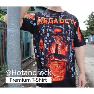 เสื้อยืดวงสีดำ MEGADETH Over Print Full Screen Premium OVP PM 08 Hotandrock