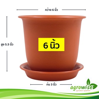 กระถางต้นไม้ใหญ่
 กระถางพลาสติก กระถางต้นไม้พลาสติก
 กระถางจัมโบ้ 6 นิ้ว สีอิฐ