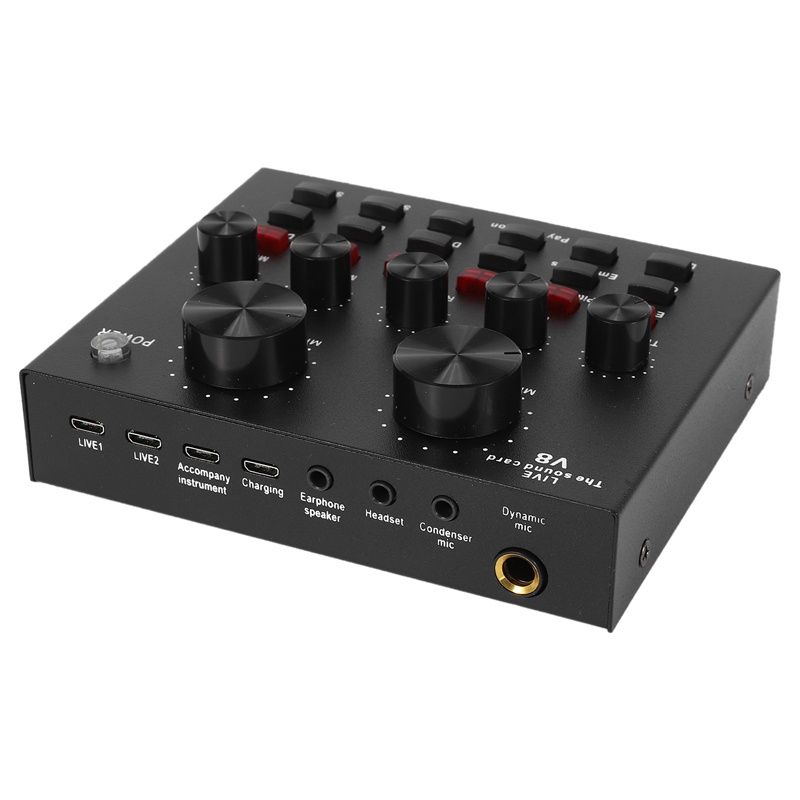 【new】V8 Sound Card Audio Set Interface External Usb Live Microphone