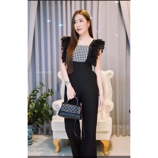 jumpsuit งานตัดร้าน Aperfect ตรงอกเป็นผ้าทอลายชิโนริ sz.l