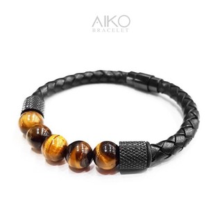 The Leather With Stone กำไลหินมิกซ์หนัง (Tiger Eye)