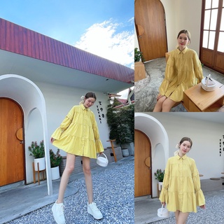 ขาวออฟไวท์/ครีม/เหลือง ✨ SLYQ MADE 🍯 ICED HONEY COTTON SHIRT DRESS เดรสเชิ้ตแขนยาวกระดุมหน้าผ้าคอตตอนญี่ปุ่น เชิ้ตเดรส