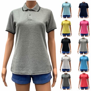 เสื้อโปโลผู้หญิง แขนสั้น ปกขลิบ รอบอกเสื้อ 36-44 นิ้ว ผ้าจูติ 9 สี Women’s Polo Shirt