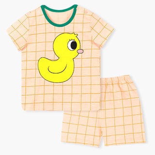 Unifriend Thailand เสื้อผ้าเด็ก ชุดแขนสั้นขาสั้น รุ่น 22ss/Slub-Check Yellow Duck5