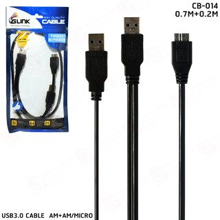 สาย USB3.0 GLINK รุ่น CB-014 0.7M-0.2M ( AM+AM/MICRO )