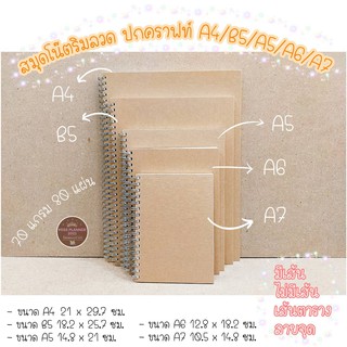 สมุดโน๊ตริมลวด ปกคราฟท์ A4/B5/A5/A6/A7