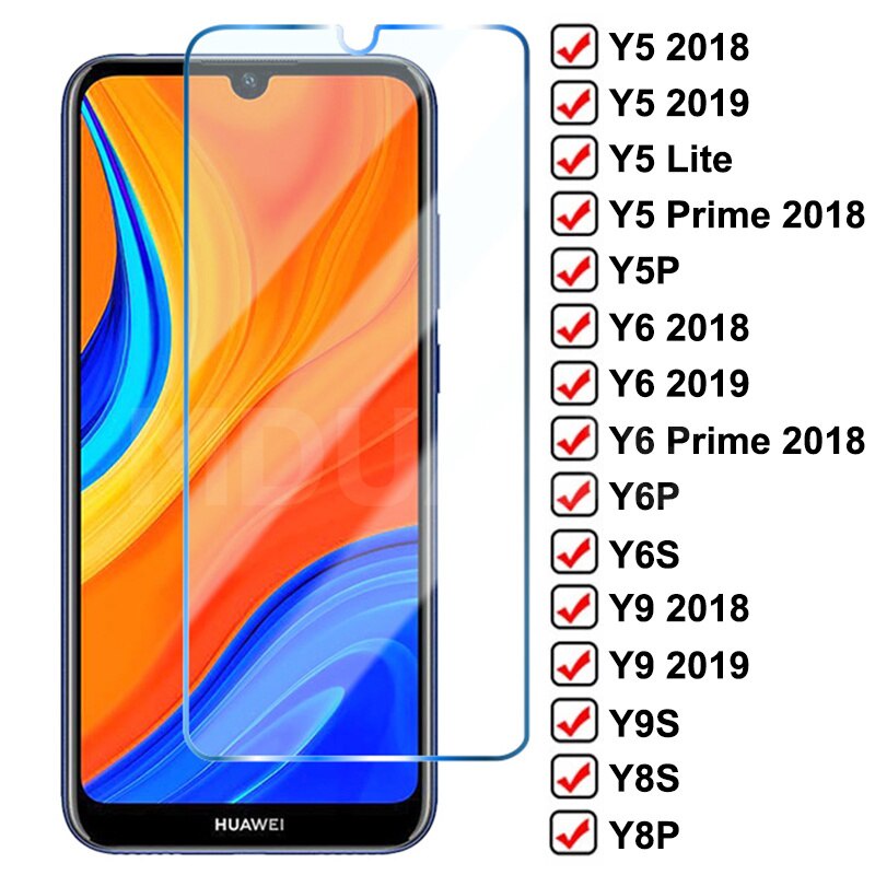 9DกระจกนิรภัยสําหรับHuawei Y5P Y6P Y6S Y8S Y8P Y9Sป้องกันหน้าจอแก้วHuawei Y5 Lite Y6 Y9 Prime 2018 2