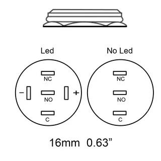 สีดํา 12 มม.16 มม.อิเล็กทรอนิกส์ Chrome Pin เท้าไฟ LED โลหะปุ่มกด Momentary สวิทช์กันน้ํา 12 V 220 V 24 V 3 V 6 V LED ปุ่มสวิทช์