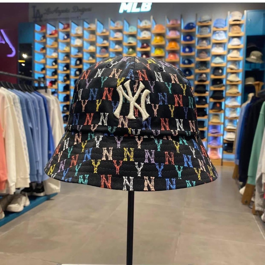 (EXPORTED PRODUCT) HAT / Bucket HAT N06 MONOGRAM RAINBOW DOME HAT BLACK Made in Vietnam with full ta