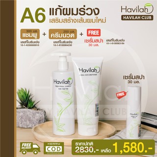 เซต A6 แก้ผมร่วง ผมบาง Havilah ฮาวิล่าห์ แชมพูขวดใหญ่ + ครีมนวดใหญ่ แถมฟรี!! เซรั่มสปา 1 ขวด ส่งฟรี เก็บเงินปลายทางได้