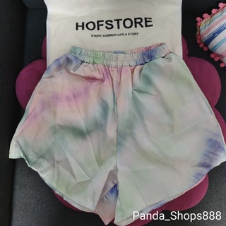 New ✨ ส่งฟรี!​ กางเกงขาสั้น​ ผ้าพิมลายสีรุ้ง​ ผ้าเบาสบาย​ size S.​ จากร้านแบรนด์​ Hofstore ฮอฟสโตร์