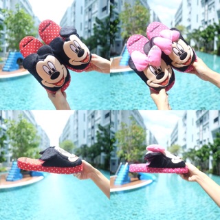 รองเท้าใส่ในบ้าน พื้นหนา 3D Mickey มิกกี้ &amp; Minnie มินนี่ ลายจุด