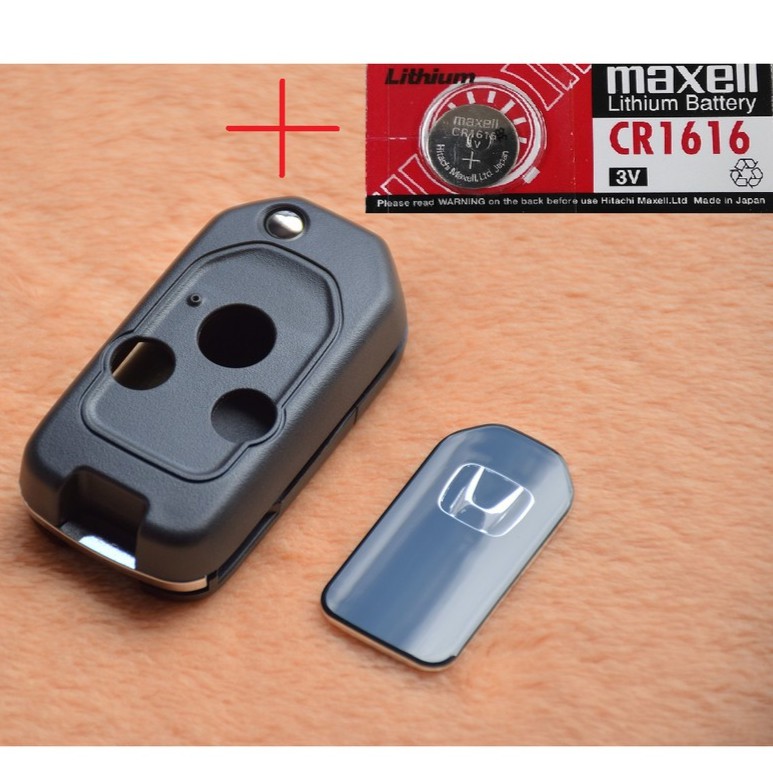 ส่งฟรี กรอบกุญแจ honda กรอบกุญแจพับ honda Accord CRV Civic พร้อมโลโก้ H +ถ่านรีโมทMaxell CR1616