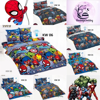 TOTO kw 06 20 ชุด ผ้าปู+ผ้านวม ลายลิขสิทธ์ 5 6 ฟุต ลาย  marvel kawaii