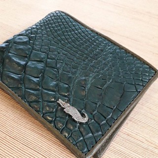 กระเป๋าสตางค์หนังจระเข้ Vintage1944 100% Handmade Genuine crocodile leg skinCrocodile Wallet Alligator Wallets → Genuine