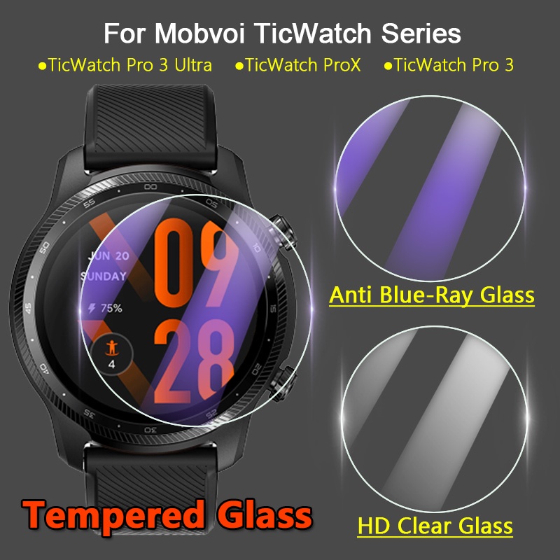 ฟิล์มกระจกนิรภัยกันรอยหน้าจอ ป้องกันแสงสีฟ้า สําหรับ TicWatch Pro 3 Ultra GPS ProX Smart Watch 2.5D HD 5 ชิ้น