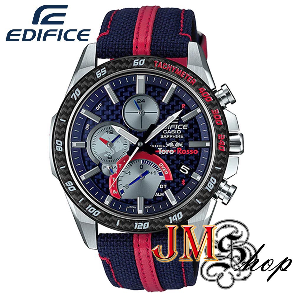 Casio Edifice Scuderia Toro Rosso by Red Bull Limited Edition นาฬิกาข้อมือผู้ชาย สายหน้งแท้/ผ้า รุ่น EQB-1000TR-2ADR