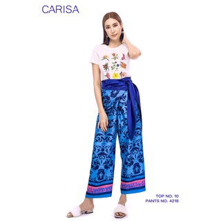 Carisa กางเกง warp pant ผ้า Silk Satin กางเกงผูกผ้าเอว สกรีนลาย สวมใส่สบายมาก ผ้าเย็นสบาย ไม่ร้อนไม่คัน ตรุษจีน [4218]