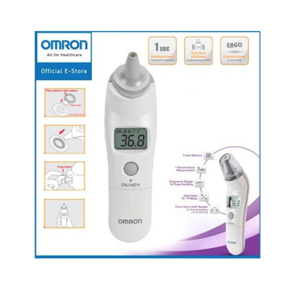 OMRON Ear Thermometer TH-839S ออมรอน เทอร์โมมิเตอร์ระบบดิจิตอล เครื่องวัดอุณหภูมิทางหู รับประกัน 1 ปี  [1 กล่อง]