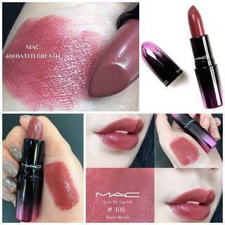 Beauty-Siam แท้ทั้งร้าน !! ลิปสติกขนาดปกติ MAC LOVE ME LIPSTICK 3 G. สี 408 BATED BREATH มีกล่อง