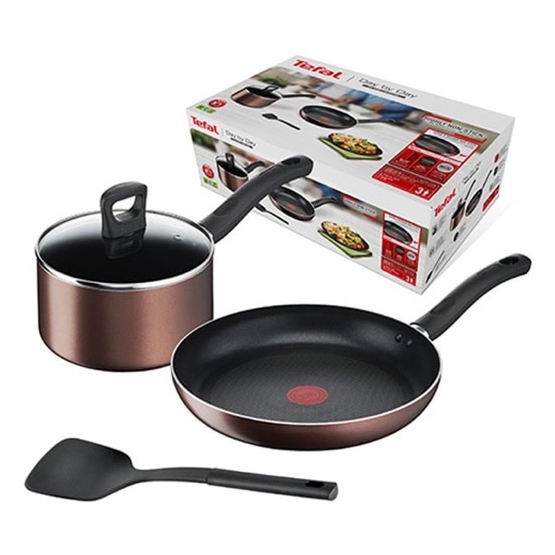 ชุดหม้อกระทะ Tefal ผิวเคลือบกันติด ใช้ได้กับเตาทุกประเภท Day by Day Set รุ่น G143S495 - ชุดกระทะ กะท