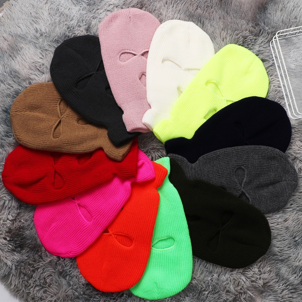 SUN RKT หมวกถัก3รู Full Face Mask Windproof balaclava ใส่ทุกฤดูสำหรับกลางแจ้งแฟชั่นชายหญิง