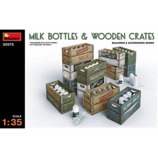 โมเดลอุปกรณ์จำลอง MiniArt 1/35 MI35573 Milk Bottles &amp; Wooden Crates