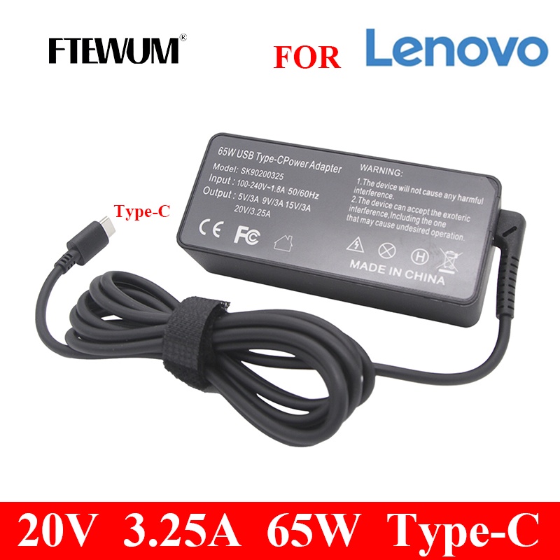 FTEWUM 20V 3.25A 65W Type C USB Adapter for Lenovo Thinkpad T480 T580