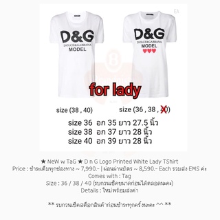 ★ NeW w TaG ★ D n G Logo Printed White Lady TShirt