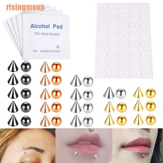 Risingmeup ~ เครื่องประดับแหวนสติกเกอร์จมูกเจาะคิ้วปลอมลิป