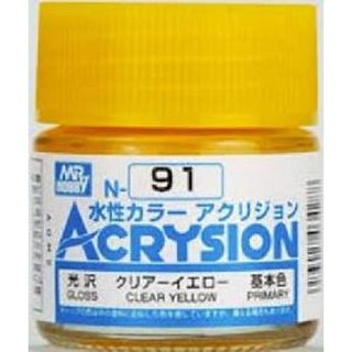 Mr.Hobby สีสูตรน้ำ Acrysion N91 Clear Yellow สีน้ำสำหรับพลาสติกโมเดล กันพลา