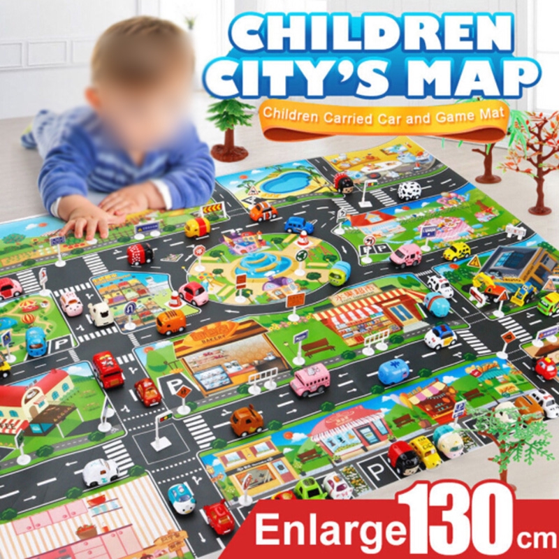 Hot Childs Play Mat City Road Buildings Parking Map Game Scene Map