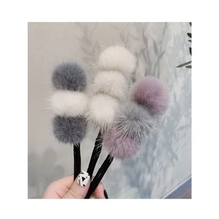 Mink fur ball ball ก้านทำผม ก้านม้วนผม ก้านมวยผม ขนฟูนุ่มนิ่ม กิ๊บหนีบผม กิ๊บติดผม หนีบดังโง๊ะ หนีบผม ม้วนผม กิ๊บผม