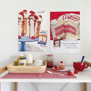 Poster - Vintage Food Ads : Pillsbury Cake Mix and Valentines Cake