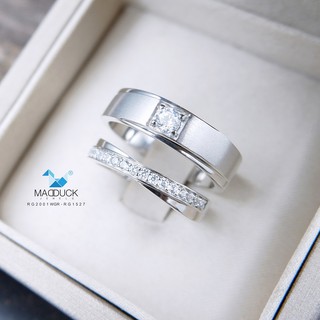 Madduckjewels แหวนเงินแท้ เพชร CZ ชุบโรเดียม RG2001WGR-RG1527