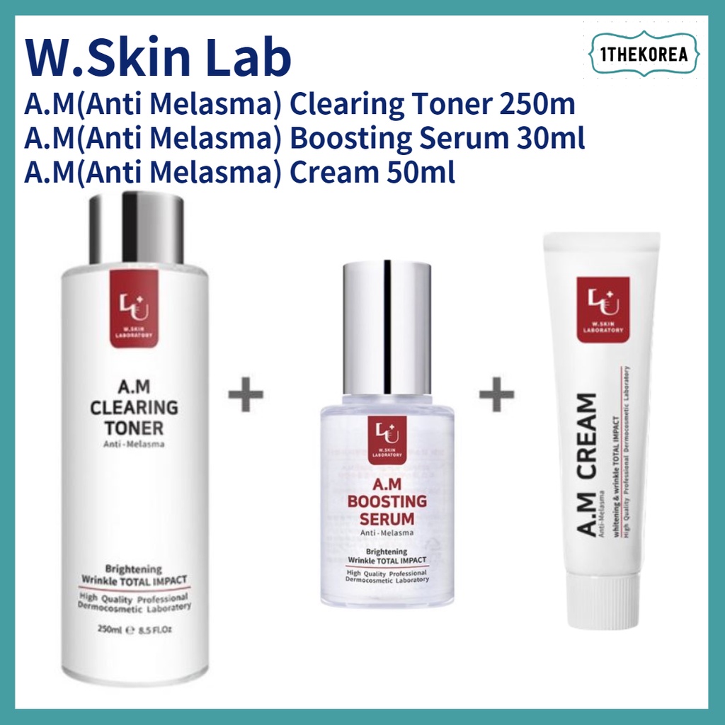 W.skin LAB AM (Anti Melasma) Cream 50ml + Boosting Serum 30ml + Clearing Toner 250ml EXP 2026