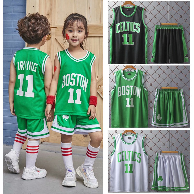 เสื้อ Nba Boston Celtics #11 Irving Jersey Kids Tops + Shorts Jersey Set ชุดบาสเก็ตบอลสําหรับเด็กผู้หญิง