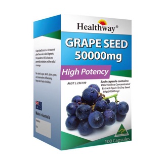 ต่อต้านอนุมูลอิสระ ลดฝ้า กระ Healthway Grape Seed 50,000 mg High Potency