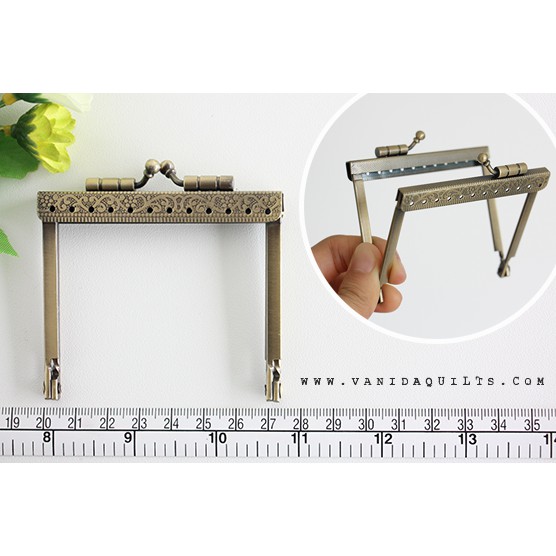 ปากกระเป๋า ปิ๊กแป๊ก DIY สีทองเหลือง แบบโค้ง ขนาด 15 cm + Pattern (รหัส xin0028)