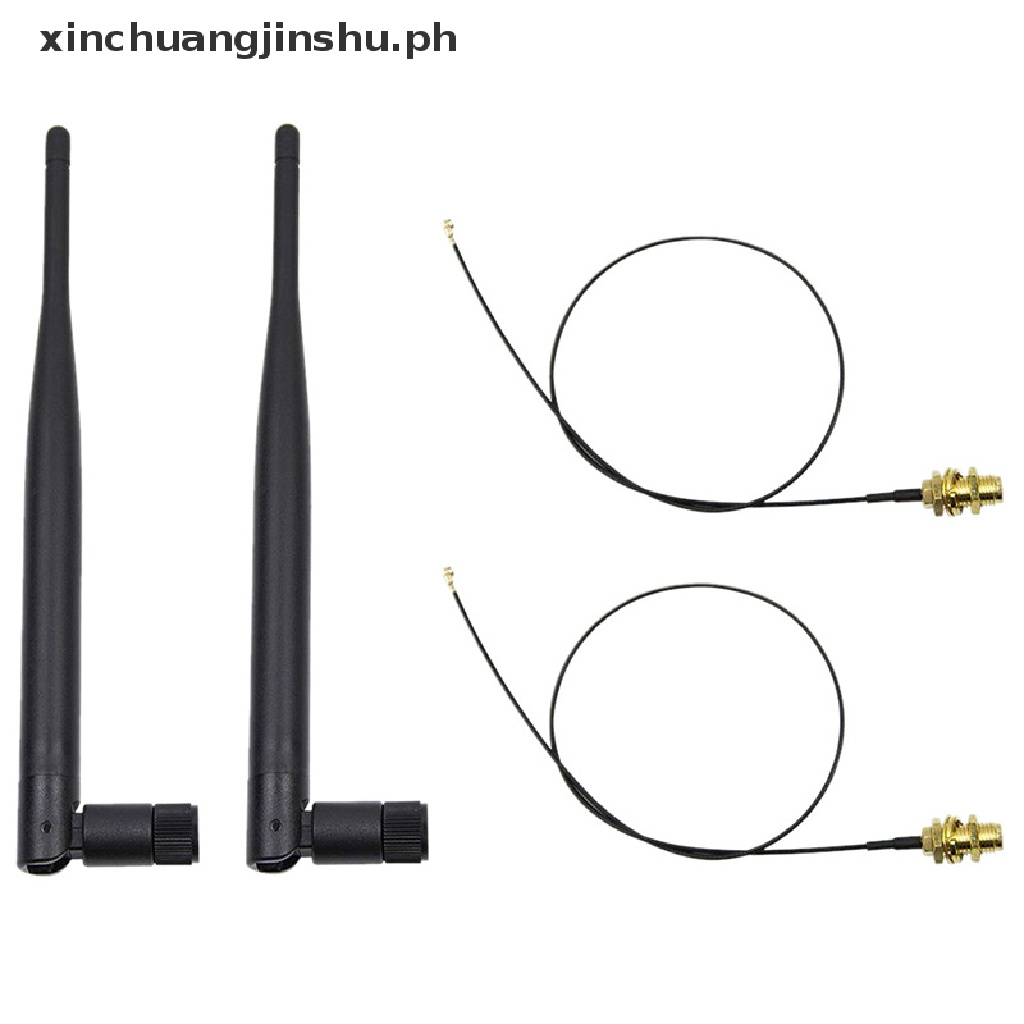 <new> 6dBi 2.4GHz 5GHz Dual Band WiFi RP-SMA Antenna + 1x 12cm U.fl สาย IPEX N8S5 [xinchuangjinshu]