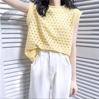 เสื้อแขนกุดถักสีพาสเอล PASTEL CROCHETED TOPS