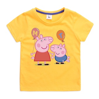 ✱เสื้อยืดเด็ก แขนสั้น ผ้าฝ้าย ระบายอากาศ ลายการ์ตูน Peppa Pig 6 สี