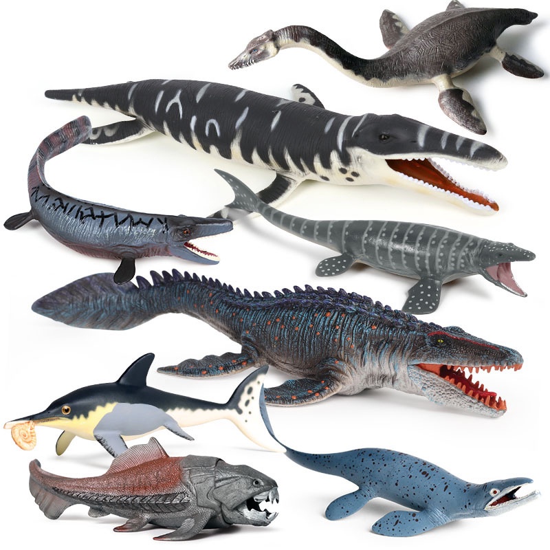 ไดโนเสาร์จูราสสิ Mosasaurus Plesiosaur สัตว์ทะเลโบราณเด็กการเรียนรู้ของเล่นวิทยาศาสตร์เครื่องประดับจําลองรุ่น