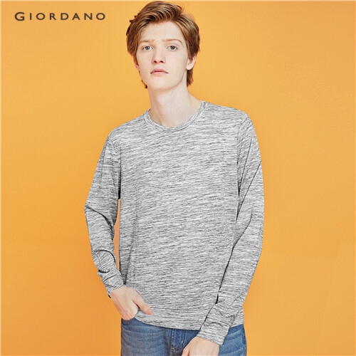 GIORDANO MEN Solid design crewneck long-sleeve tee 01029609