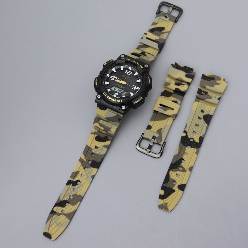 Yifilm สายนาฬิกาข้อมือ ยางซิลิโคนนิ่ม ลายพราง 18 มม. สําหรับ Casio W-218H AE1200 1000W 1300 W-800H 216H 735H