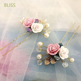 Bliss ผ้าโพกศีรษะเซรามิก Hanfu ประดับคริสตัลสีขาวสําหรับเด็กผู้หญิง