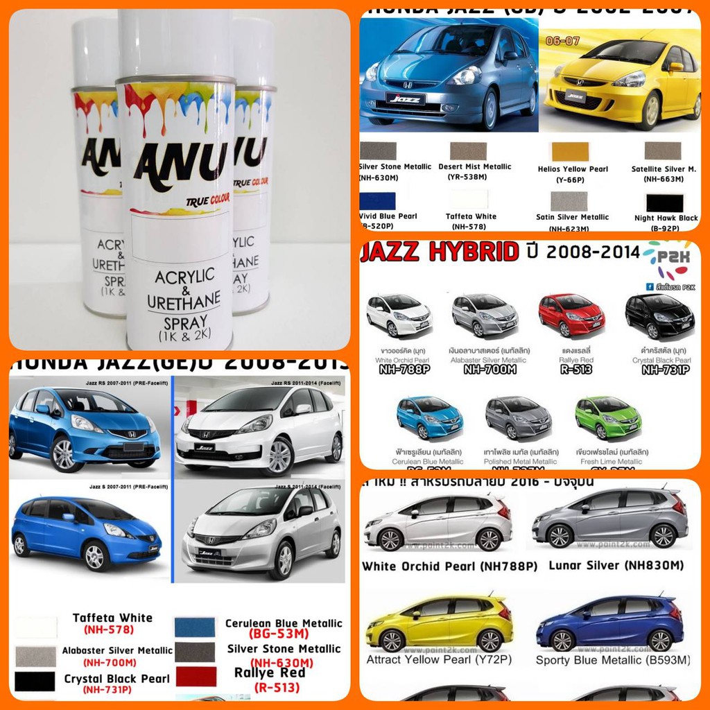 Spray ANU -I สีสเปรย์พ่นรถยนต์ (กี่งเงา) Honda Jazz (1 กระป๋อง)