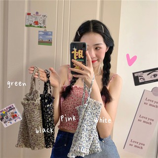 Fulllove (พร้อมส่ง)สายเดี่ยวสม็อคแต่งลาย เสื้อกล้าม/สายเดี่ยว FLOWER มินิมอล สีน่ารักมากๆ 3สี
