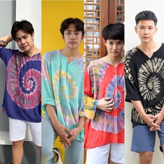 style kik|เสื้อคอวีแขนยาว เสื้อมัดย้อมแขนยาว เสื้อเชิ้ตทรงบอย เสื้อใส่สบาย