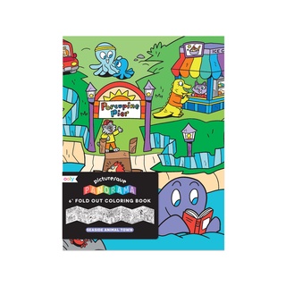 picturesque panorama coloring book กระดาษระบายสีพาโนรามา ลาย seaside animal town